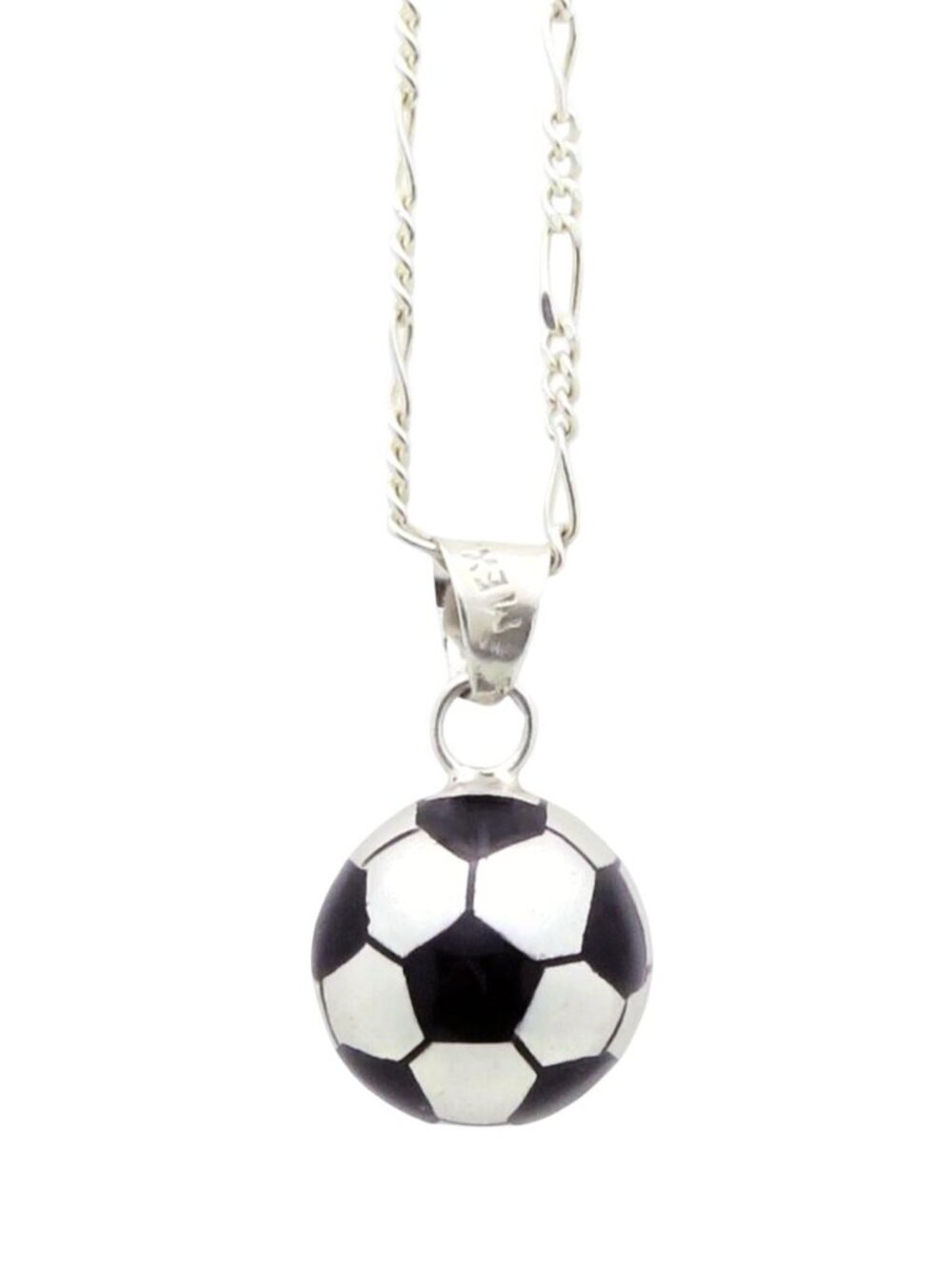 Vintage Sterling Silver Taxco Mexico Enamel Soccer Ball Charm Pendant Necklace